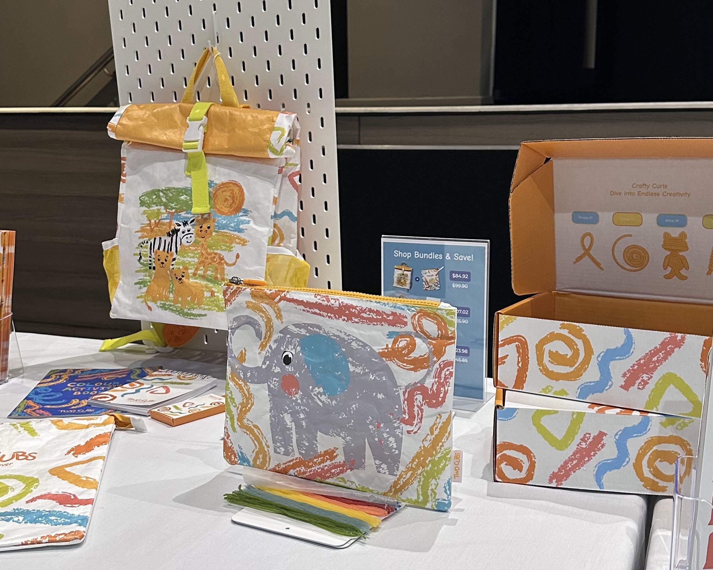 TWO CUBS display at the Sydney Education Expo 2025 featuring wax sticks designed for fine motor skill development and screen-free creative play.