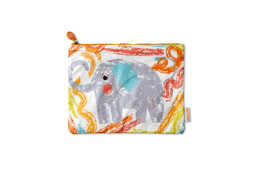 Twisty Kids waterproof pencil case made from eco-friendly Tyvek fabric for storing wax sticks and art supplies
