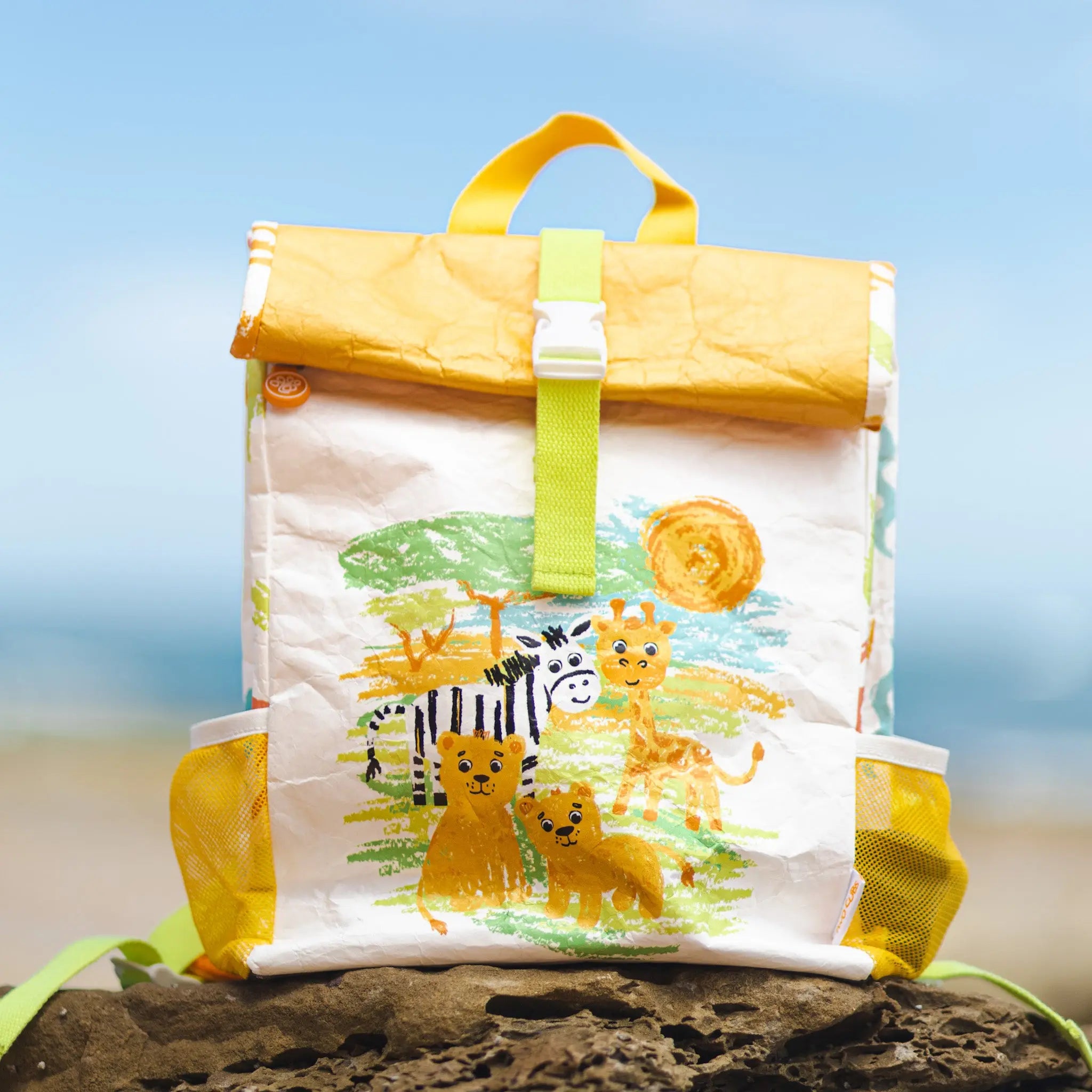 Twisty Kids Backpack made from eco-friendly Tyvek® material, combining sustainability with lightweight, water-resistant durability
