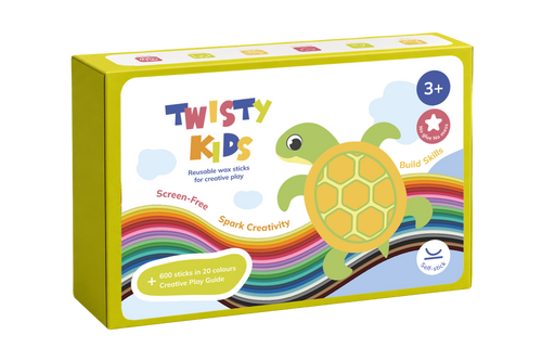 Box of Twisty Kids screen-free activity sticks with a turtle design on a white background