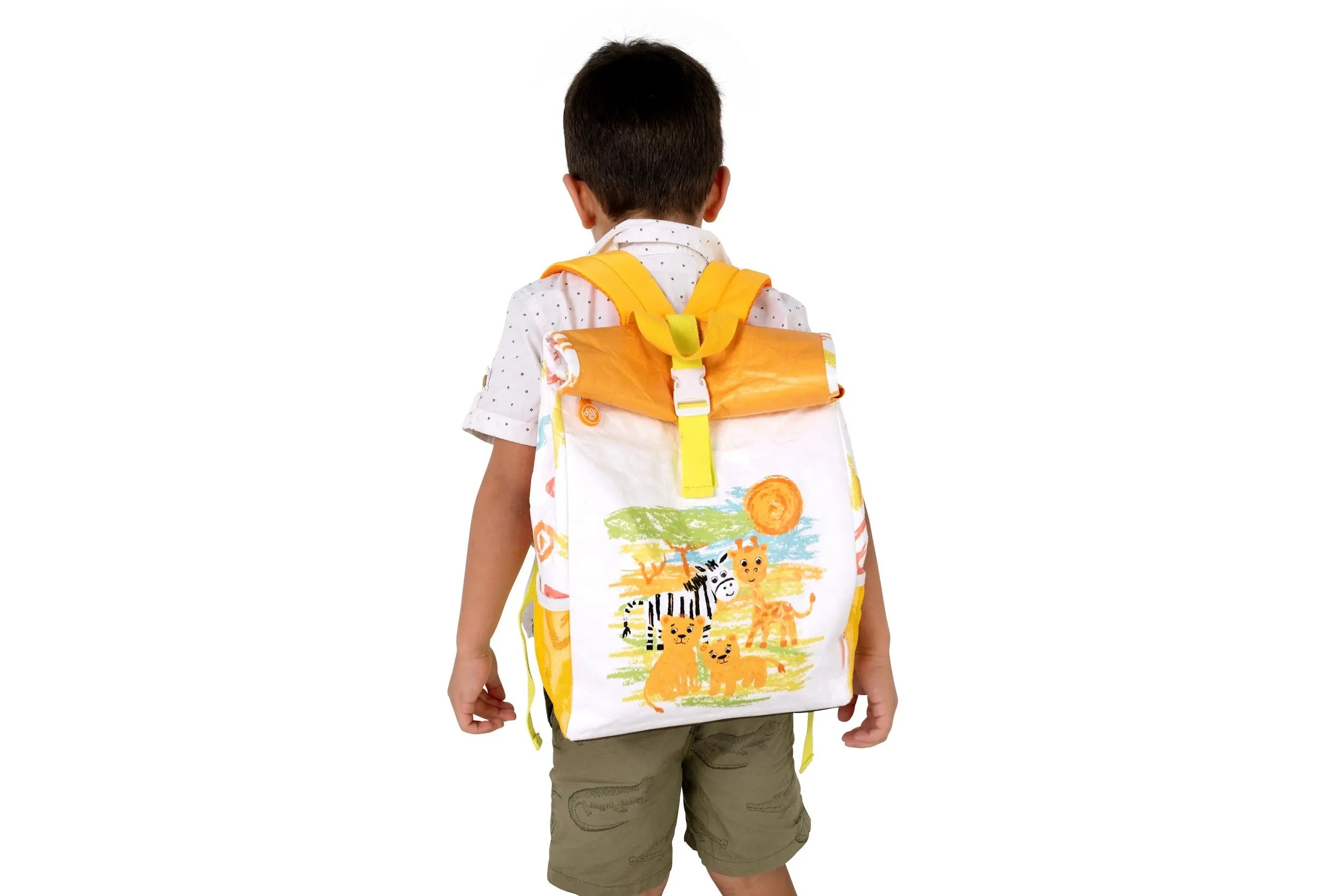 Stylish and colourful safari-themed design of the Twisty Kids Backpack, making it fun and functional for young children