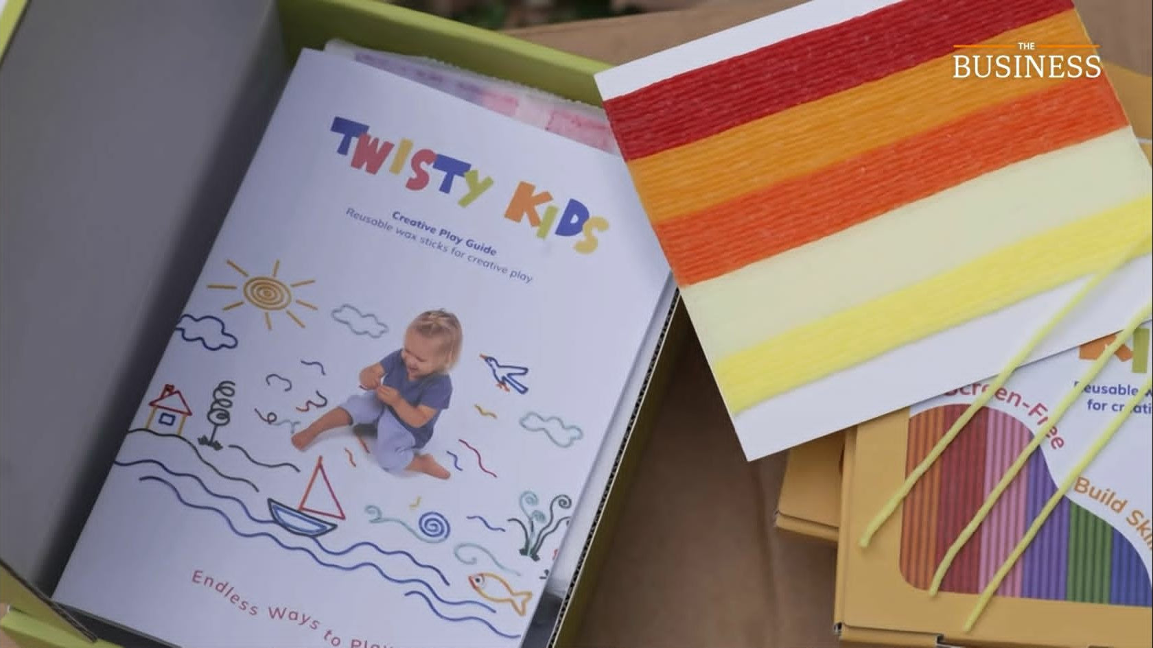 Twisty Kids reusable wax sticks and Creative Play Guide featured on ABC News' The Business, highlighting screen-free sensory play for kids.