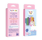 Twisty Kids Dreamland Play Set box, front and back, pink packaging with a unicorn and rainbow wax sticks.