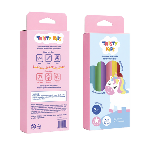 Two packages of Twisty Kids product on a white background